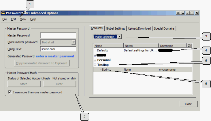 Accounts Tab